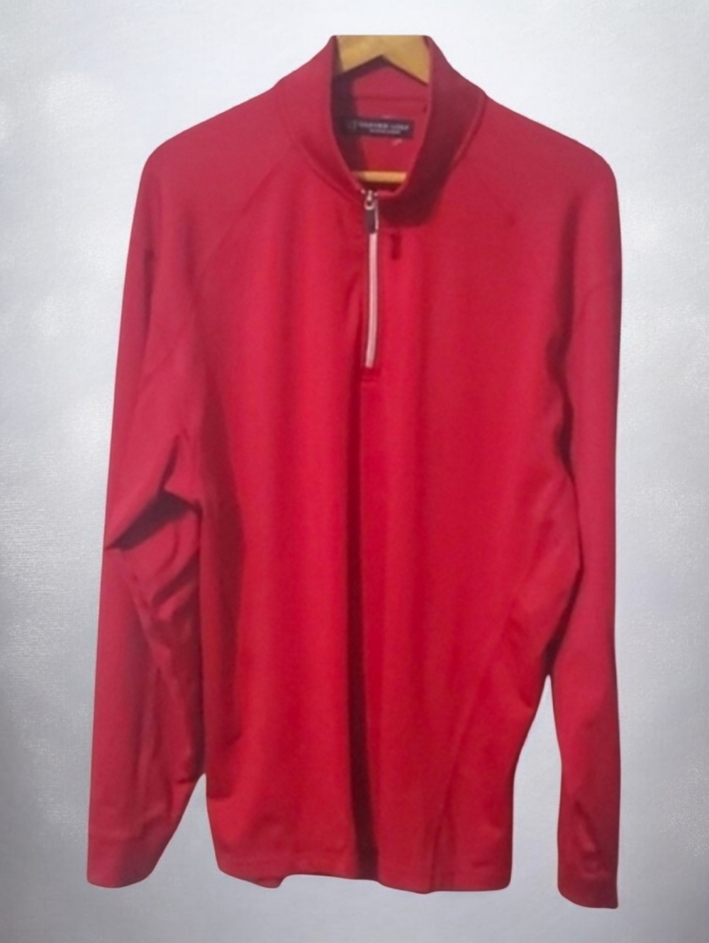 Oxford Golf shirt men's size Large red top silver zipper super dry Performance